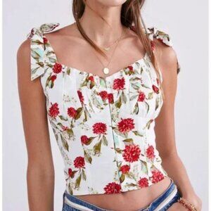 ⭐️ Wildflower Crop Floral Peasant Hipster Hippie Chic Glam Boho Corset Blouse